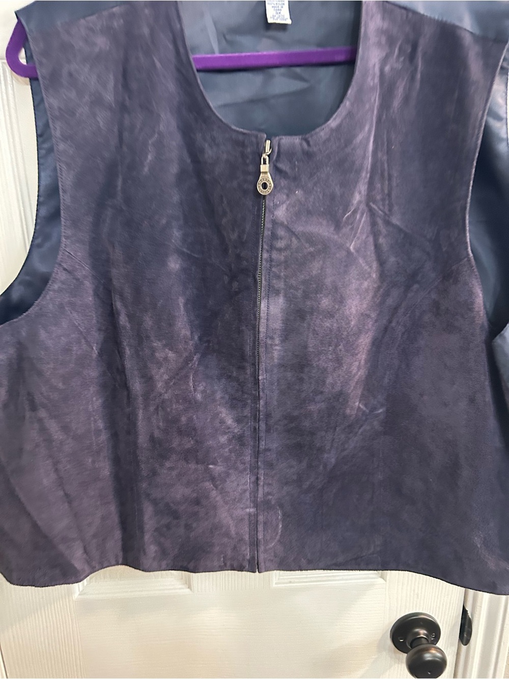 Marsh Landing II leather vest in navy blue Size 3x plus size vintage EUC